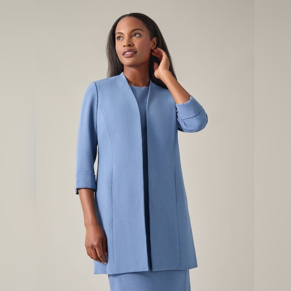 NWT Kasper Rolled Sleeve Topper Iconic Stretch Crepe 12 MSRP $139 - Picture 1 of 10